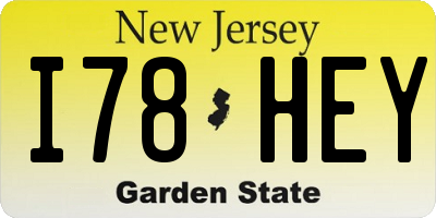 NJ license plate I78HEY