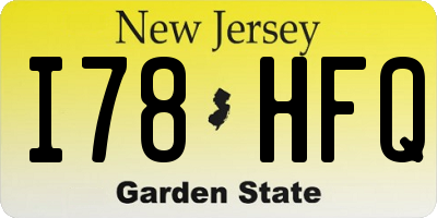 NJ license plate I78HFQ