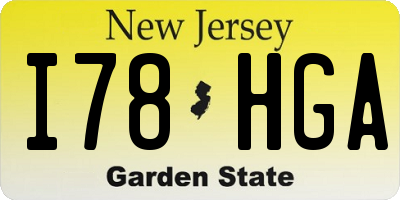 NJ license plate I78HGA
