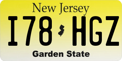 NJ license plate I78HGZ