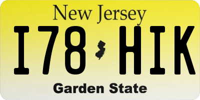 NJ license plate I78HIK