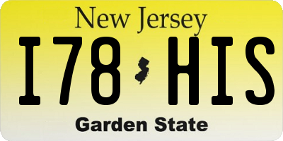 NJ license plate I78HIS