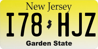 NJ license plate I78HJZ