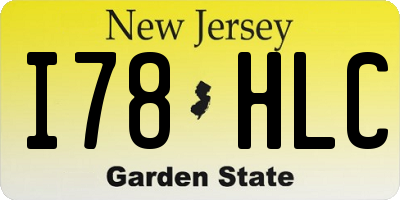 NJ license plate I78HLC