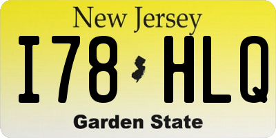 NJ license plate I78HLQ
