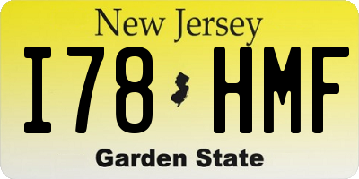NJ license plate I78HMF