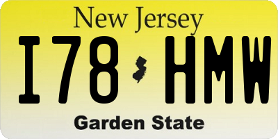 NJ license plate I78HMW