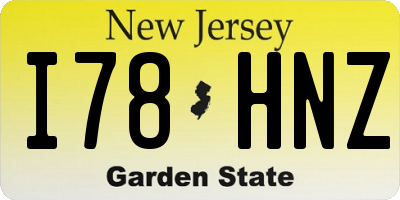 NJ license plate I78HNZ