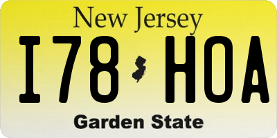 NJ license plate I78HOA
