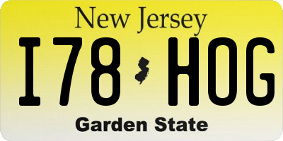 NJ license plate I78HOG