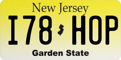 NJ license plate I78HOP