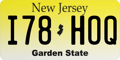 NJ license plate I78HOQ