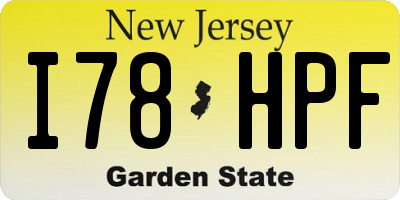 NJ license plate I78HPF
