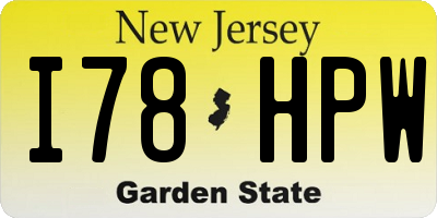 NJ license plate I78HPW