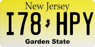 NJ license plate I78HPY