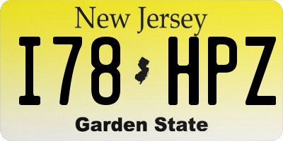NJ license plate I78HPZ