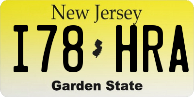 NJ license plate I78HRA