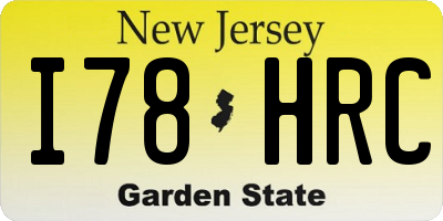 NJ license plate I78HRC