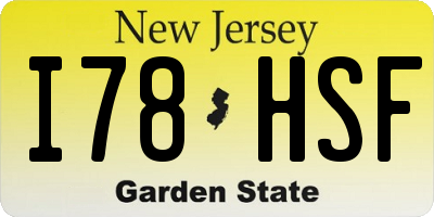 NJ license plate I78HSF