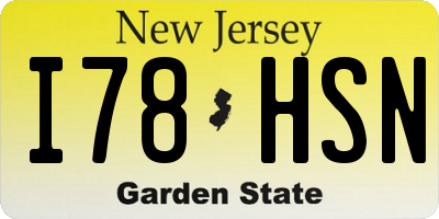 NJ license plate I78HSN