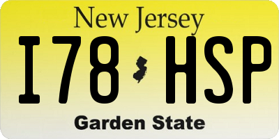 NJ license plate I78HSP