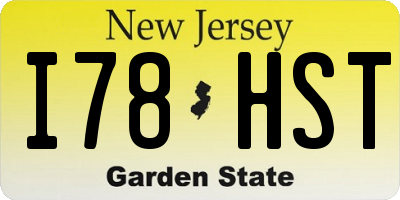 NJ license plate I78HST
