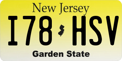 NJ license plate I78HSV