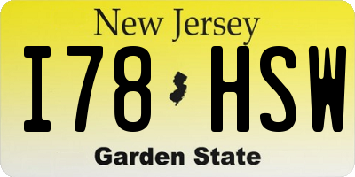 NJ license plate I78HSW