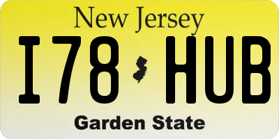 NJ license plate I78HUB