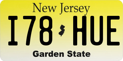 NJ license plate I78HUE
