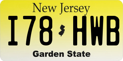 NJ license plate I78HWB