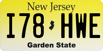 NJ license plate I78HWE