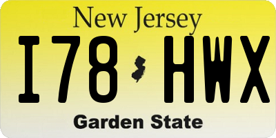 NJ license plate I78HWX