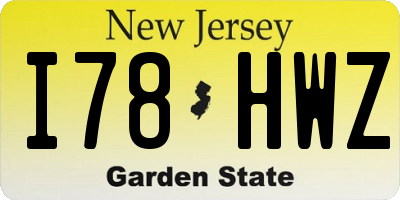 NJ license plate I78HWZ