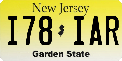 NJ license plate I78IAR