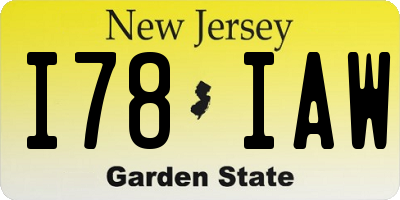 NJ license plate I78IAW