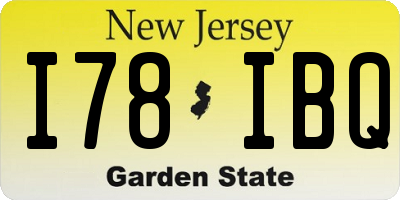 NJ license plate I78IBQ