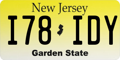 NJ license plate I78IDY