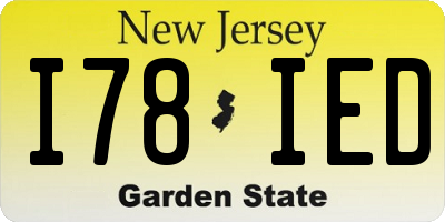NJ license plate I78IED
