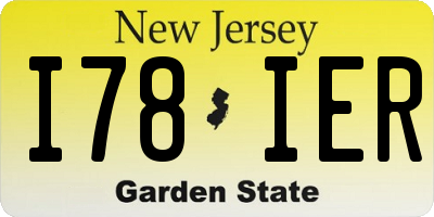 NJ license plate I78IER