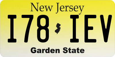 NJ license plate I78IEV