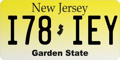 NJ license plate I78IEY