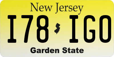 NJ license plate I78IGO