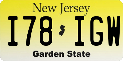 NJ license plate I78IGW