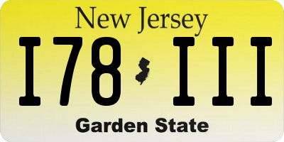 NJ license plate I78III