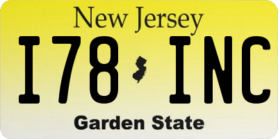 NJ license plate I78INC