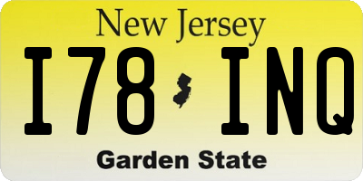 NJ license plate I78INQ