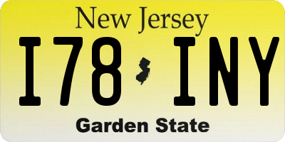 NJ license plate I78INY