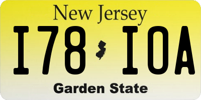NJ license plate I78IOA