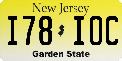 NJ license plate I78IOC